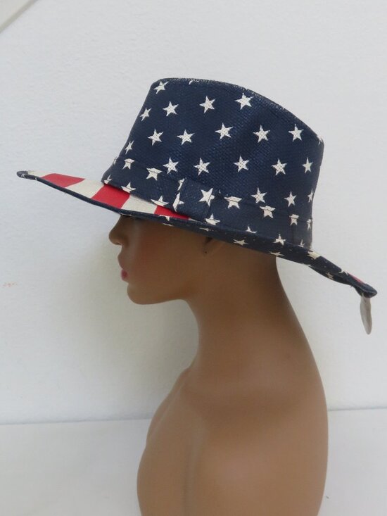 American Flag USA Cowboy Hat Red White Blue Straw Unisex Cowboy Western main image 5